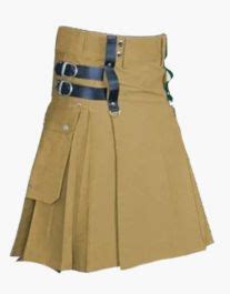 Modern Khaki Utility Kilt With Flap Pockets Utk