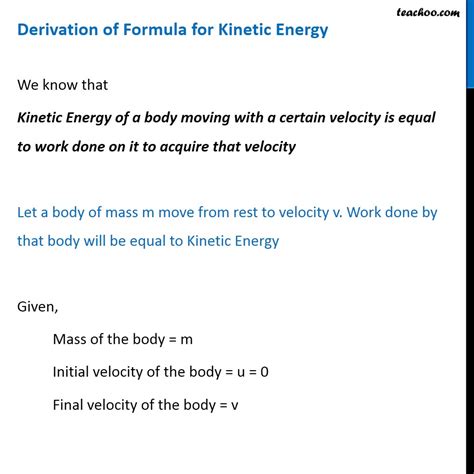 Kinetic Energy Definition Formula Examples Teachoo