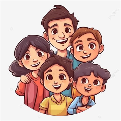 Día De La Familia Familia De Cinco Patrones Felices PNG dibujos Día De