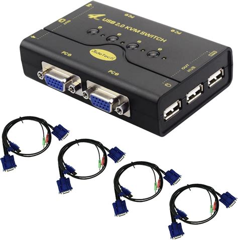 4 Port Vga Kvm Switch With Usb Hub Support Wireless