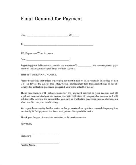 Sample Final Reminder Letter Overdue Payment | The Document Template