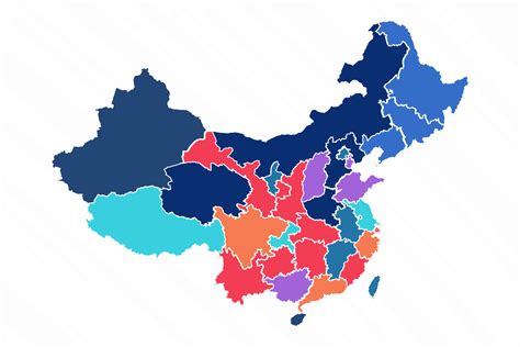 Multicolor Map of China With Provinces 25841976 Vector Art at Vecteezy