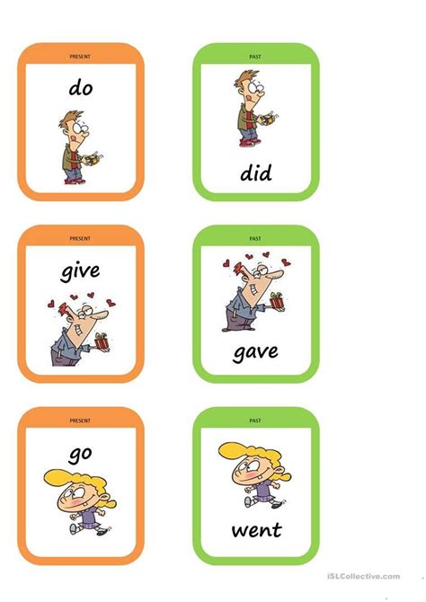 Past Tense Memory Game English Esl Worksheets For Distance Learning