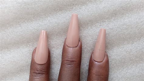 Long Coffin Beige False Nails Nude Look Etsy