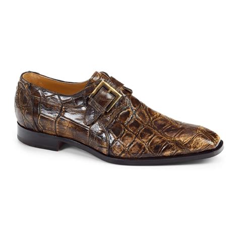 Mauri 1002 Alligator Monk Strap Shoes Burnished Brown