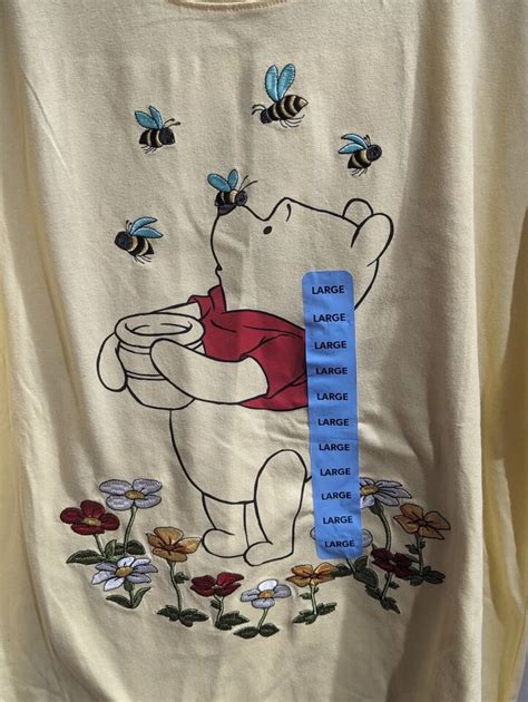 NWT Disney Mickey Winnie The Pooh Yellow Embroidery Graphic Tee Shirt