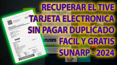 RECUPERAR TIVE TARJETA DE IDENTIFICACION VEHICULAR ELECTRONICA SIN