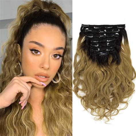 Caliee Extensiones De Cabello Humano Ondulado Natural Con Clip Color