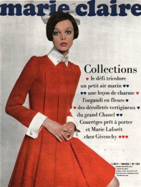 A Woman In An Orange Dress And White Collared Shirt Is Featured On The Cover Of Marie Claire