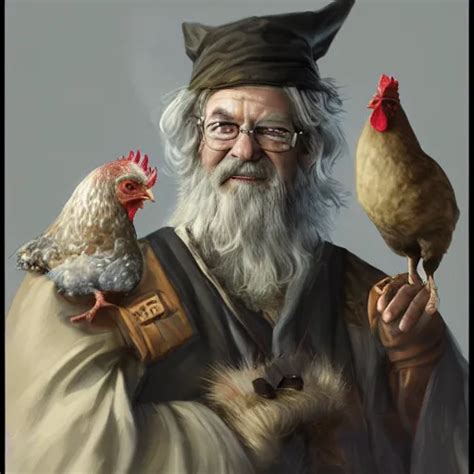 A Portrait Of A Wizard With His Pet Chicken By Johan Stable Diffusion