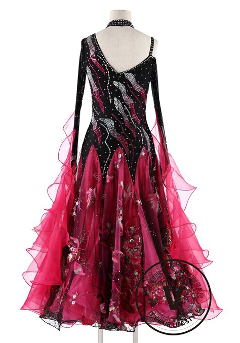 Black and Rose Standard Competition Ballroom Dance Dress