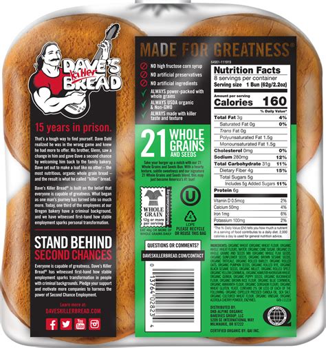 Daves Killer Bread Burger Buns 21 Whole Grains And Seeds Organic