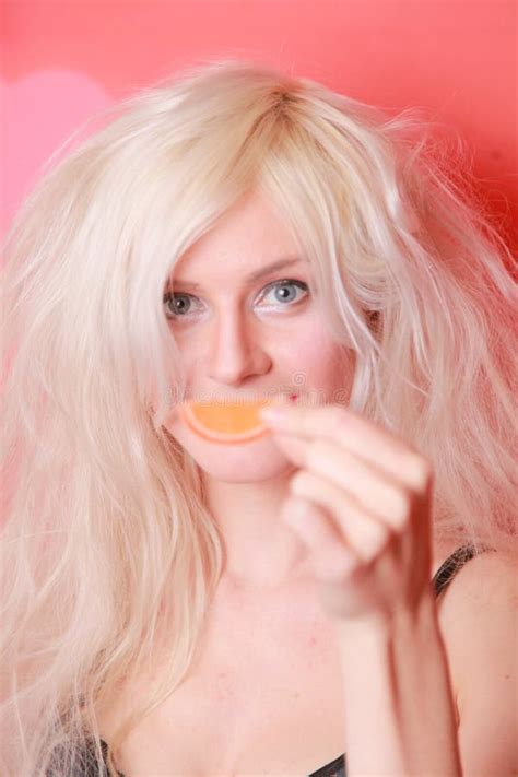 Pretty Blonde Girl Having Fun And Ready To Go To A Party Stock Image Image Of Bimbo Blond