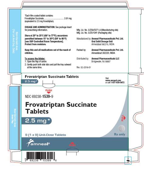 Frovatriptan Frovatriptan Succinate Tablet Film Coated