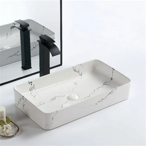 Latest Modern Rectangular Wash Basin Artistic Hand Wash Ceramic White