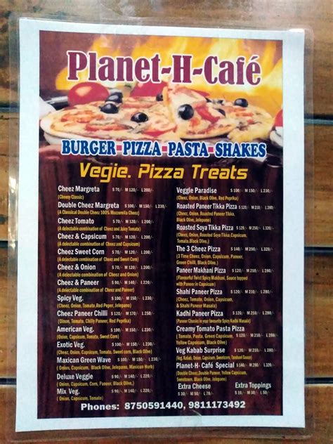 Menu At Planet H Cafe New Delhi