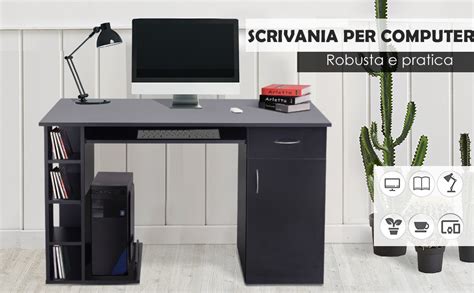 Homcom Scrivania Per Computer Scrivania Ufficio Porta Pc Con Ripiano