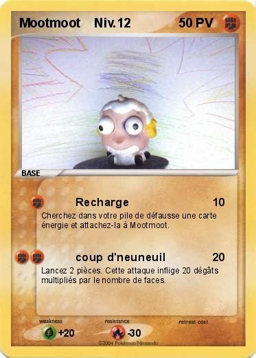 Pokémon Mootmoot Niv 12 12 Recharge Ma carte Pokémon