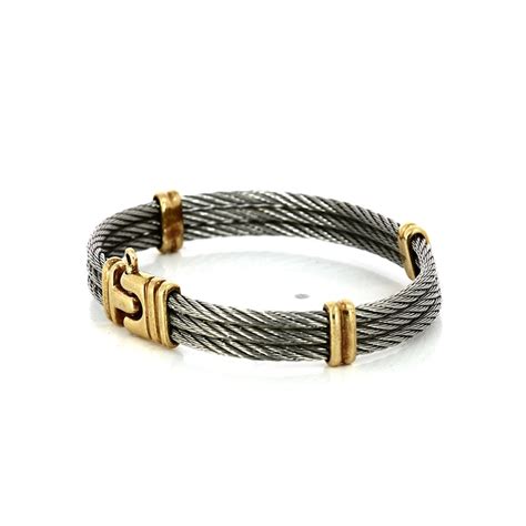 Bracelet Câble pour homme en or jaune et acier