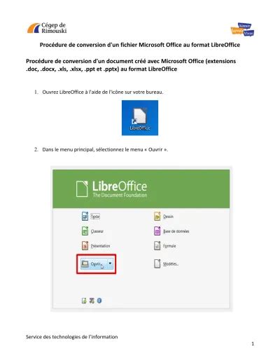 Procédure de conversion d un fichier Microsoft Office au format