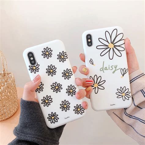 Cute Daisy Floral Phone Case For Iphone Xs Max Xr Matte Soft Tpu Case