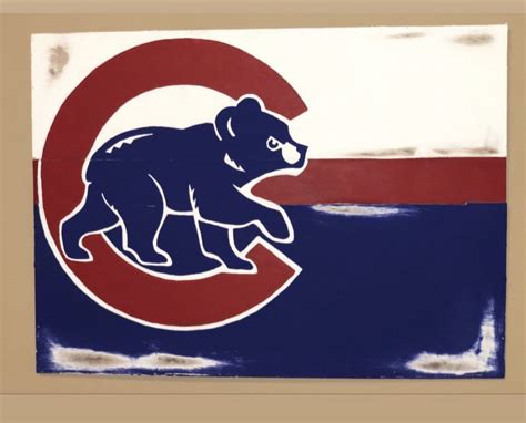 Vintage Cubs Logo Painting Acrylic Painting Vintage