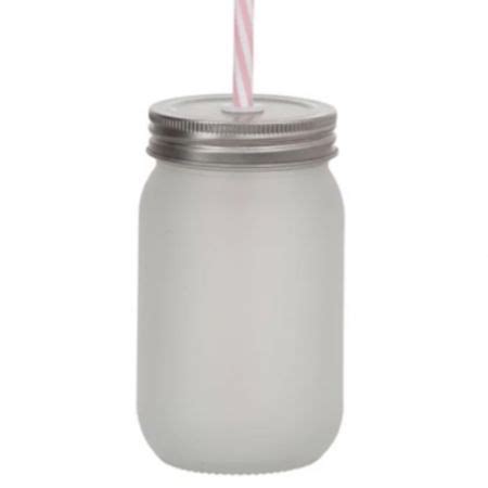 Copo Mason Jar Vidro Jateado Canudo Crie Canecas Personalizadas