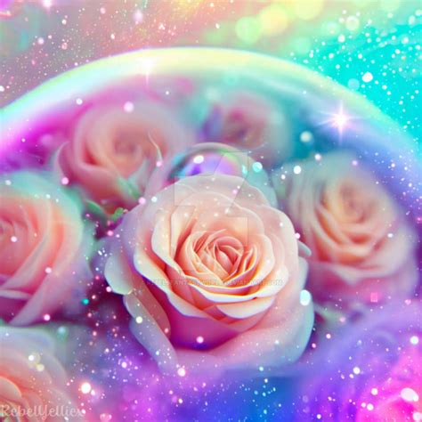 Glitter rainbow roses digital illustration by RebelsFantasyWorld on ...