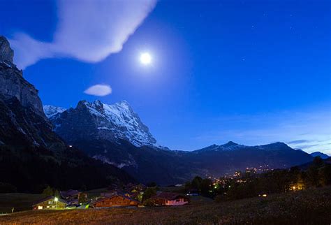 90+ Mountain In Night Grindelwald Switzerland Stock Photos, Pictures ...