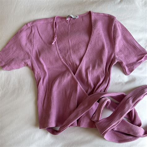 Zara Pink Wrap Around Crop Top Size M Depop