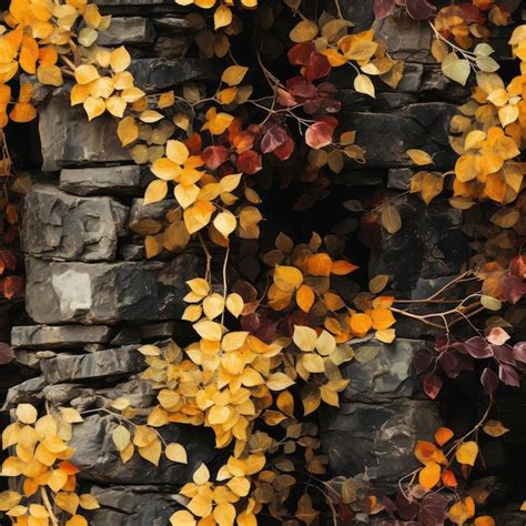 Premium AI Image | Fall foliage wall made of vines for a romantic ...