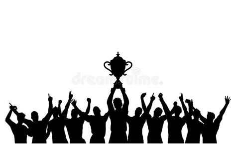 Champion Trophy Winners People Celebrate Silhouette Stock Vector