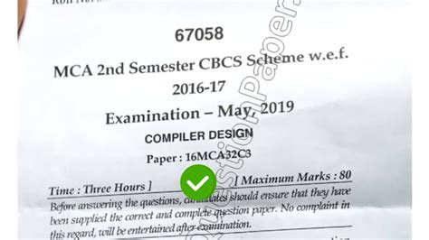 [2019] Mdu Mca 2nd Sem Compiler Design Question Paper Techbr Hindi Youtube