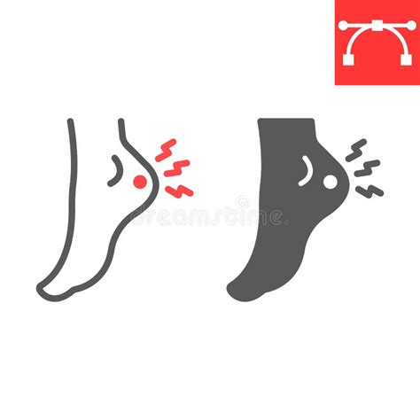 Foot Pain Thin Line Icon Body And Painful Feet Ache Sign Vector