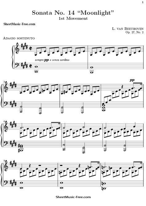 Printable Moonlight Sonata Sheet Music Printable Music