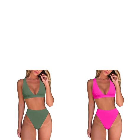 Wijhcboe 2 Pack Womens Women Swim Dress With Short High Waisted Thong Bikini Swimsuit With