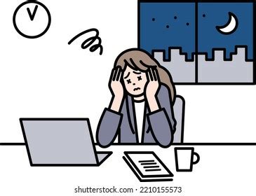 Clip Art Woman Working Overtime Stock Vector (Royalty Free) 2210155573 ...