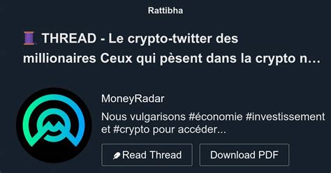 Thread Le Crypto Twitter Des Millionaires Ceux Qui P Sent Dans La