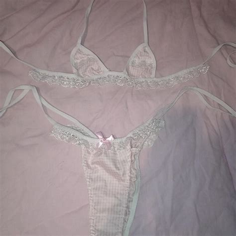 Kawaii Lolita Pink Lace Micro Bikini Lingerie Not Depop