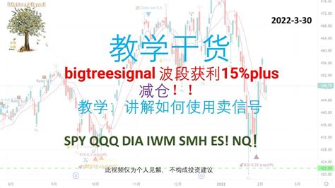 美股bigtreesignal自动交易信号 波段获利15 Plus！！减仓 Qqq Spy Dia Iwm Es Nq 讲解如何使用卖信号 Youtube