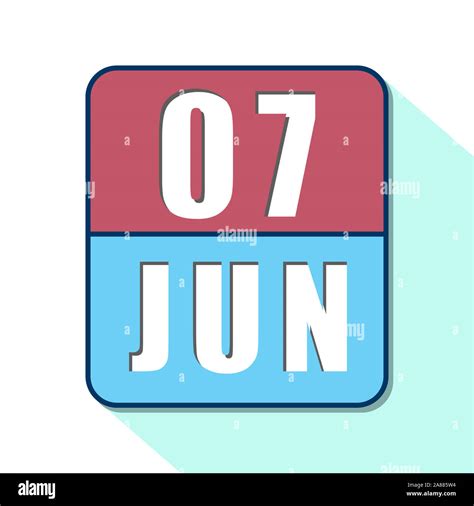 June 7th Day 7 Of Month Simple Calendar Icon On White Background