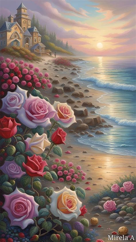 Roses on the Beach Painting