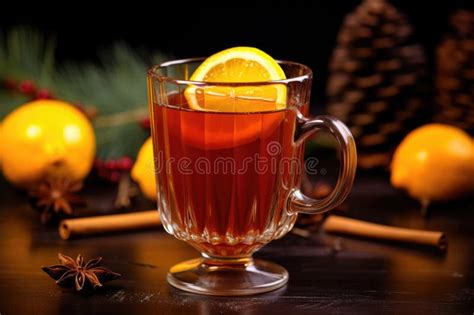 A Hot Toddy With Lemon And Cloves In A Glass Mug Stock Illustration Illustration Of Cozy