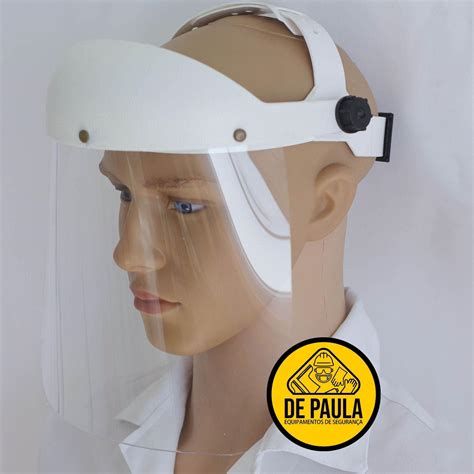 Protetor facial face shield branco catraca médico e enfermeiro