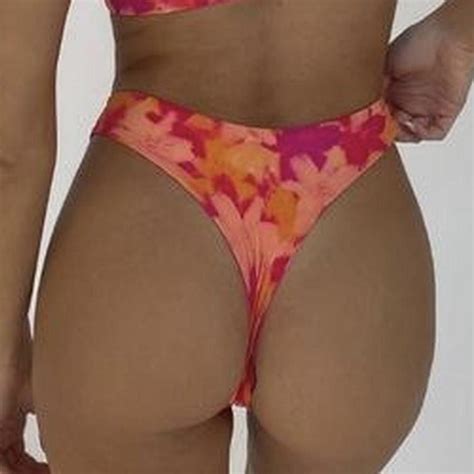 Women S Orange And Pink Bikini And Tankini Bottoms Depop