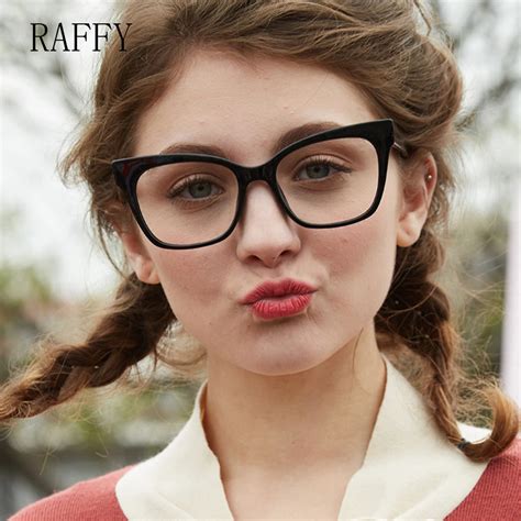 RAFFY Big Square Women Eyeglasses Full Frame Eyewear Vintage Glasses ...