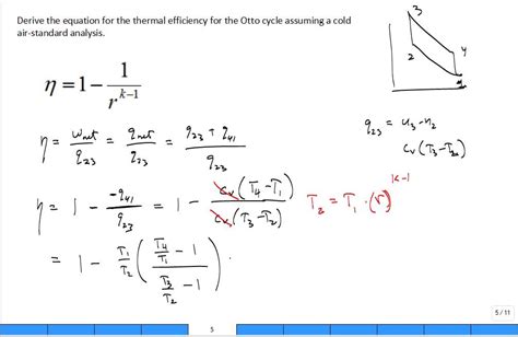 Derive Otto Cycle Thermal Efficiency Youtube