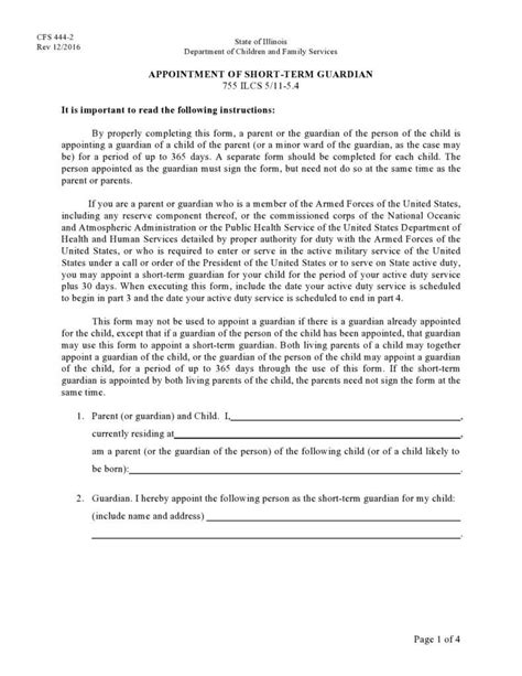 40 Printable Temporary Guardianship Forms All States Artofit