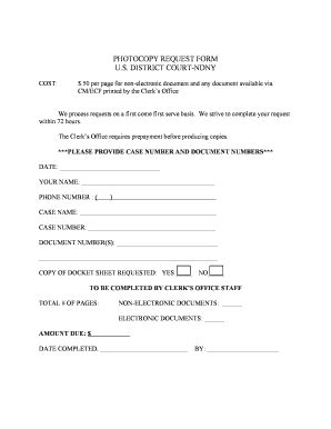 Fillable Online Nynd Uscourts Photocopy Request Form U Fax Email Print