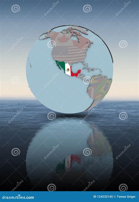 Mexico On Globe Above Water Surface Stock Illustration Illustration